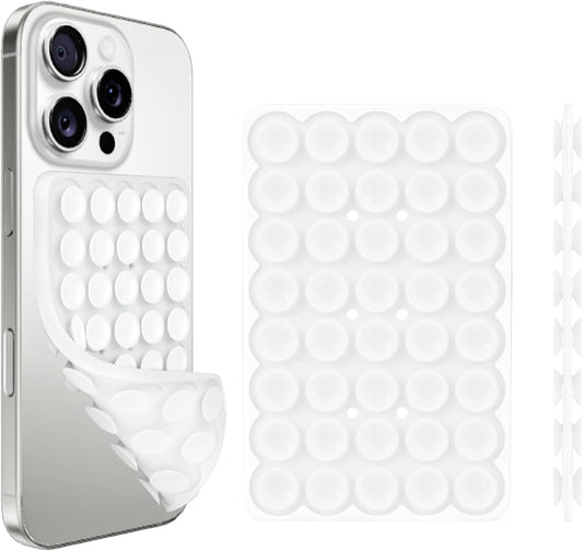 1 Pack Silicone Suction Cup Phone Case Mount Double Sided, Phone Accessories Hands-Free Strong Grip Holder for Selfies and Videos, Silicon Phone Stand Sticky for iPhone and Android Transparent