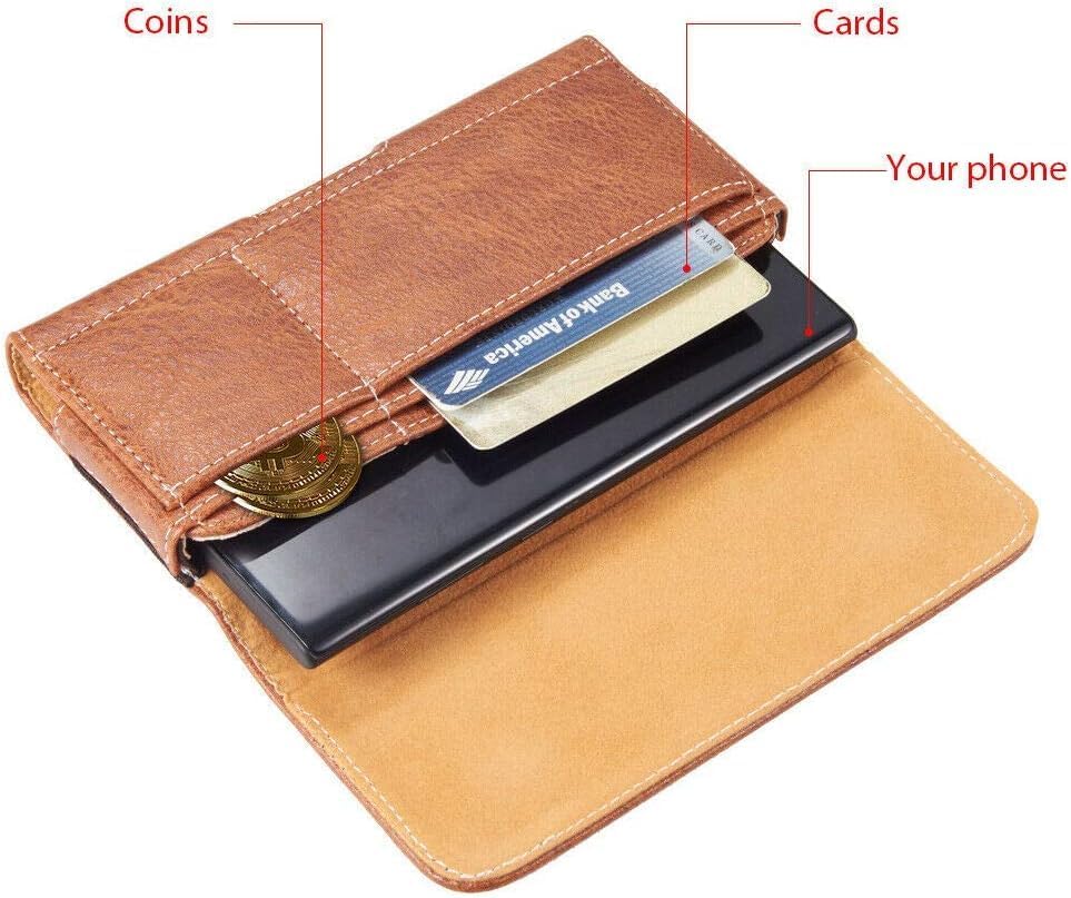 Galaxy Wireless USA for for Samsung Galaxy S25 S24 Ultra, S25 S24 Plus/S23 fe Holster Brown Leather Carrying Cell Phone Holder Belt Clip Holster Case Pouch for iPhone 13 14 15 16 Pro Max 14 15 16 Plus