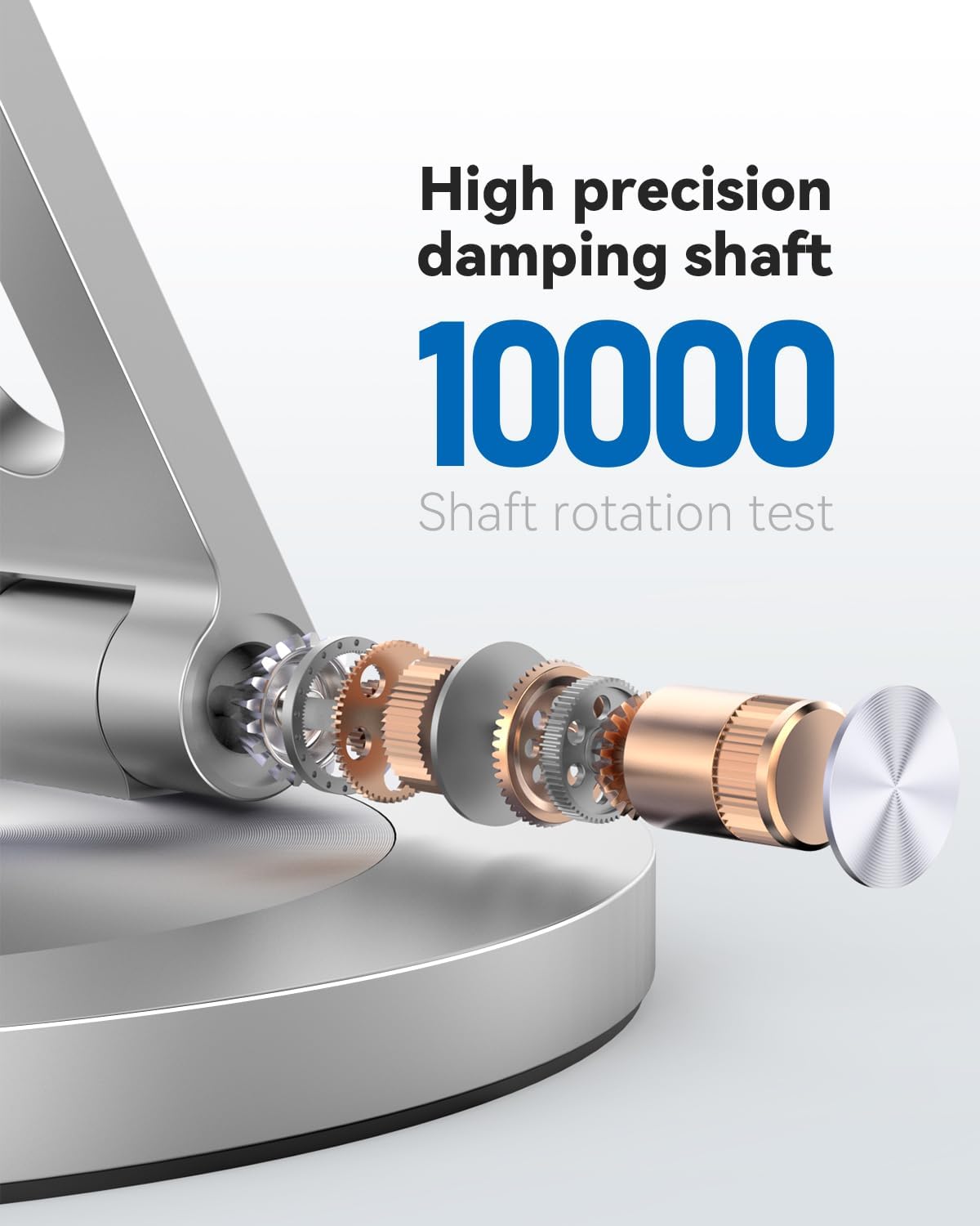 360 Rotating Phone Stand for Desk, Dual-Adjustable Foldable Aluminum Desktop Phone Holder Compatible with iPhone 16 15 14 13 12 11 Series, iPad-Mini, 4-8" All Phones (Silver)