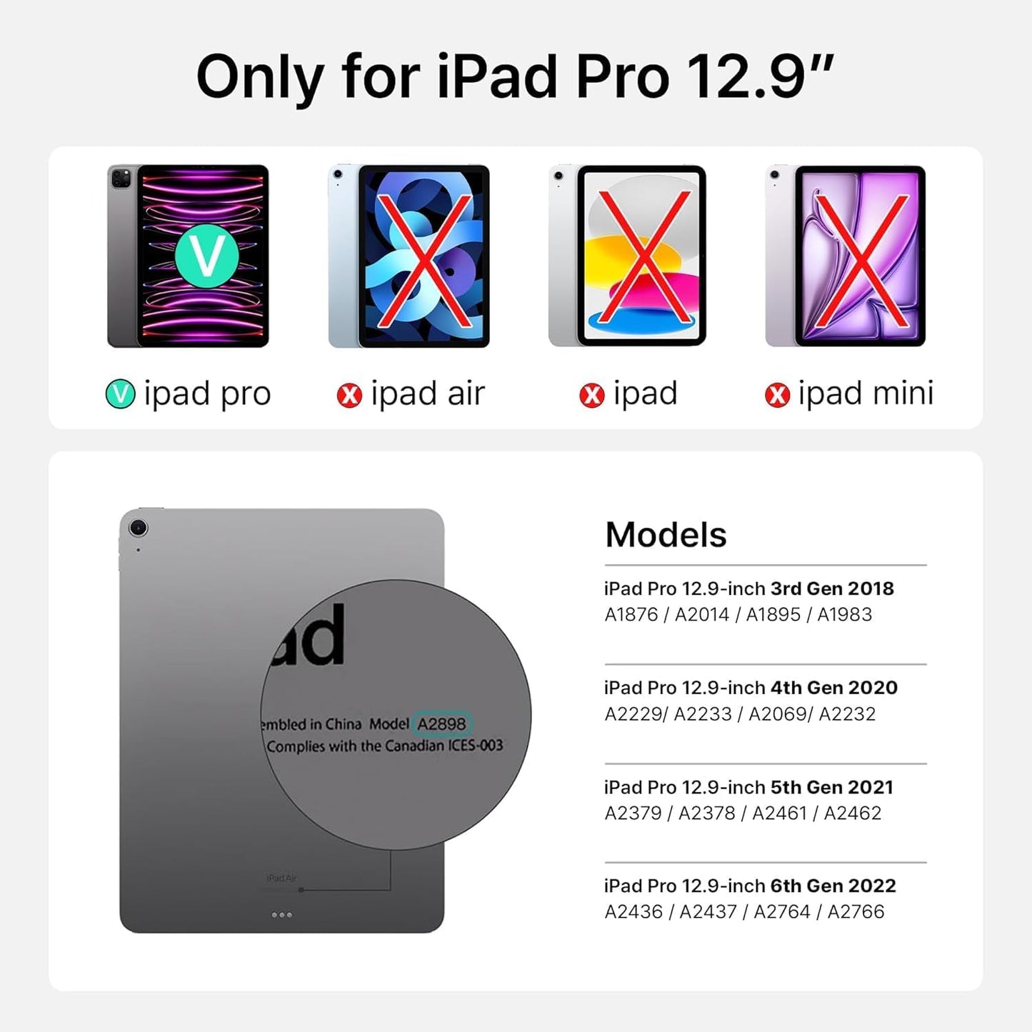 MOKIBO Fusion Keyboard, iPad Pro 12.9" Case, Wireless Touchpad Keyboard with Built-in Trackpad, Bluetooth