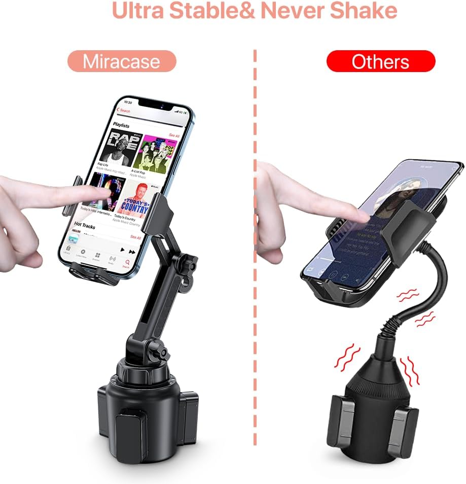 Miracase Universal Cup Phone Holder for Car, [Upgraded Version] Adjustable Long Neck Car Cup Holder Phone Mount Cradle Friendly Compatible with iPhone Samsung Google and All Smartphones, Pink