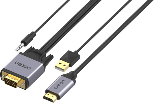 VGA to HDMI Adapter VGA Male to HDMI Male Converter with 3.5mm Audio Jack(Input) for TV Stick, Raspberry Pi, Laptop, Monitor, PC, Tablet, Digital Camera, Etc (1.8 m)