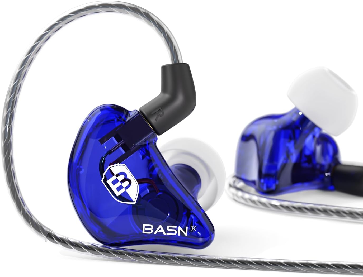 BASN Bsinger PRO in-Ear Monitors Hybrid Dynamic Dual Drivers Two Detachable MMCX Cables Musicians in-Ear Earbuds Headphones (Blue)