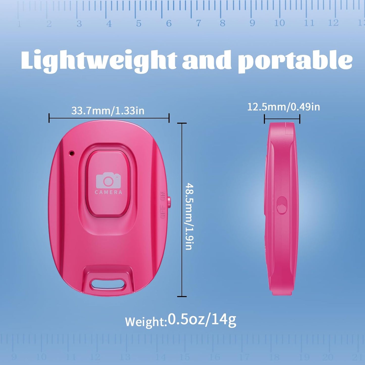 MAIRAN Rechargeable Wireless Camera Remote Shutter for iPhone and Android Smartphones, Bluetooth Phone Remote Control,Selfie Button for Photos and Videos Charging Cable Included-Pink