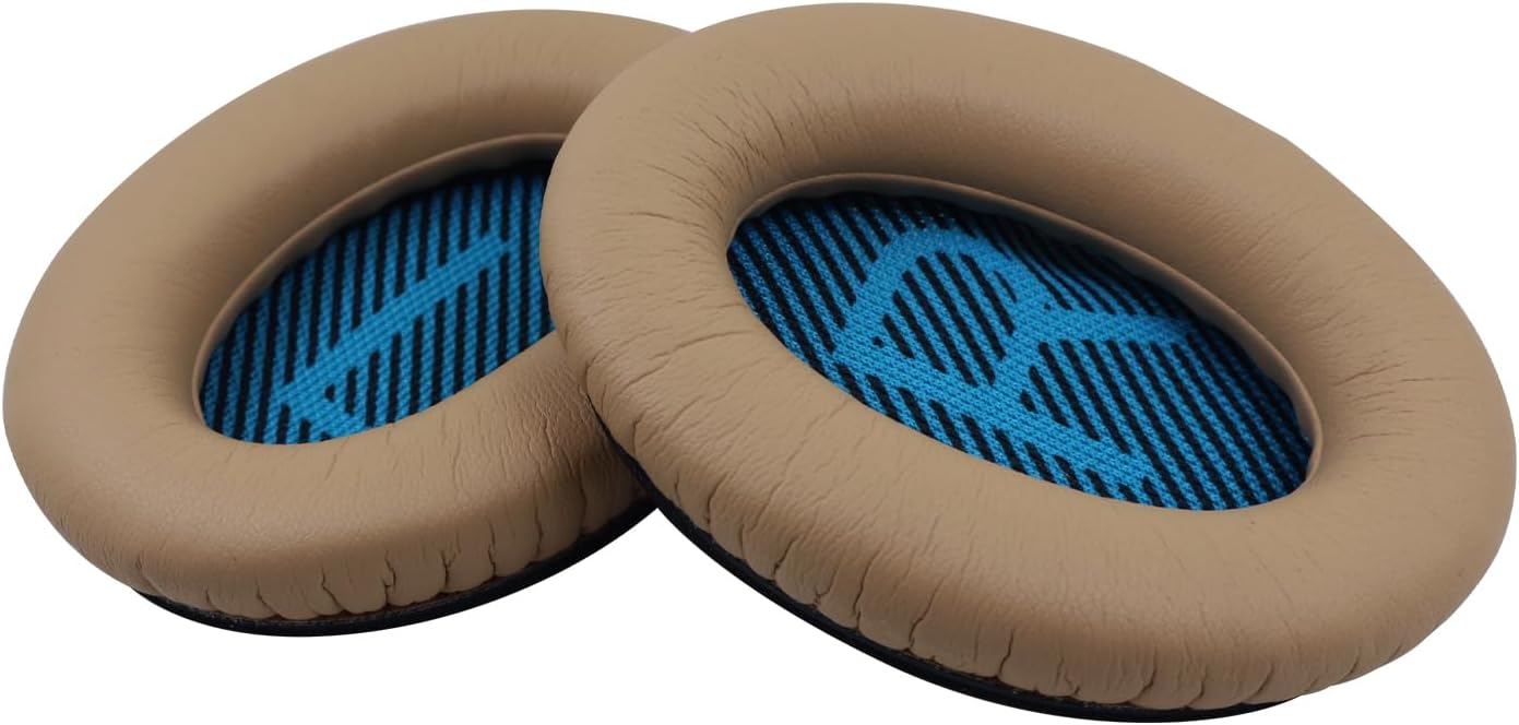 Replacement Ear Pads for Bose QuietComfort 15(qc15/QC15), Headphone Ear Covers, High Density Memory Cotton, Soft Leather, Adaptive Noise Isolation Headphones Pads Cushions-Khaki