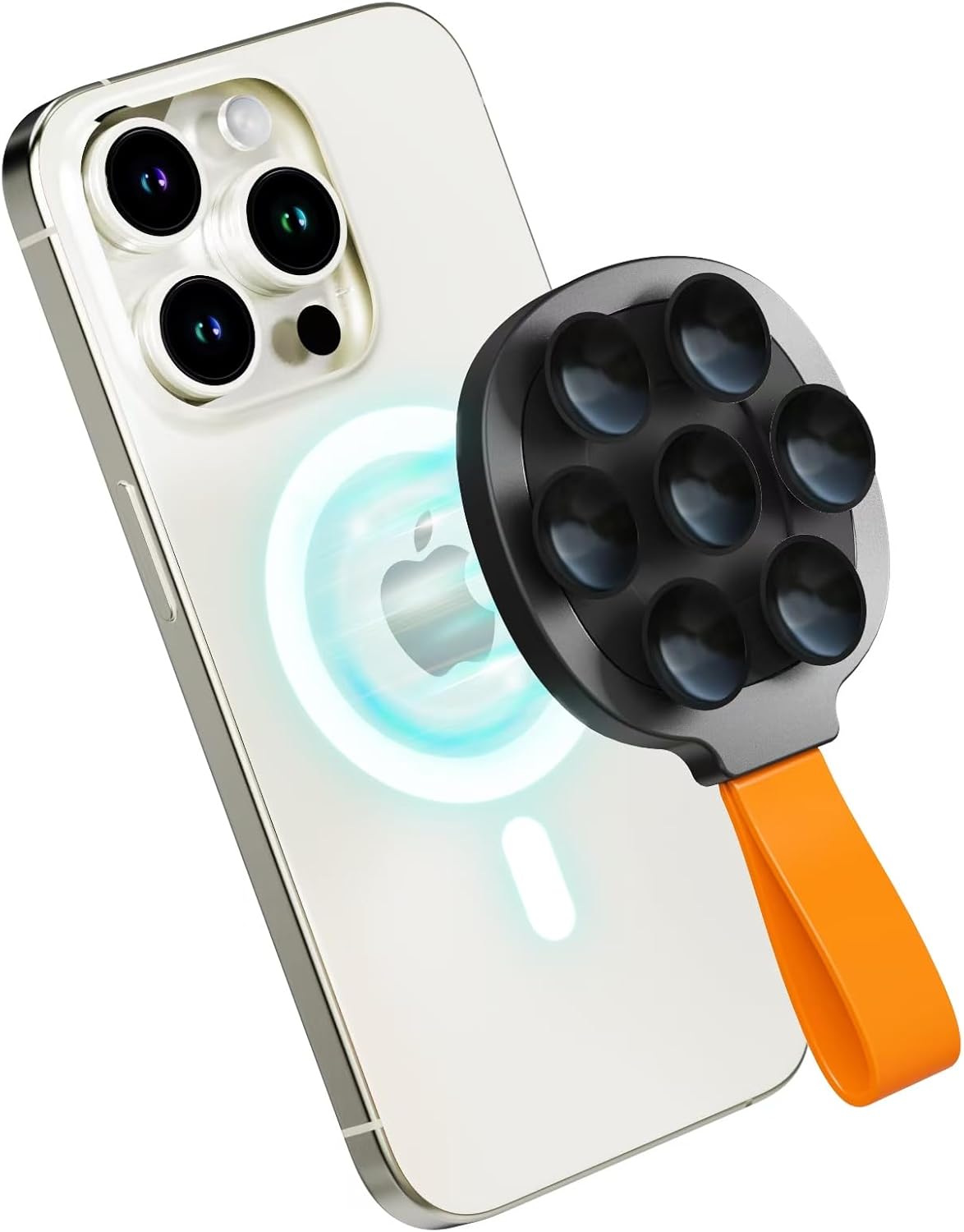 Magnetic Suction Cup Phone Mount, Ultra-Comfort Silicone Suction Grip Holder Stand for MagSafe, Hands-Free Mirror Shower Phone Holder Mount for TikTok/Video/Selfies/Shower