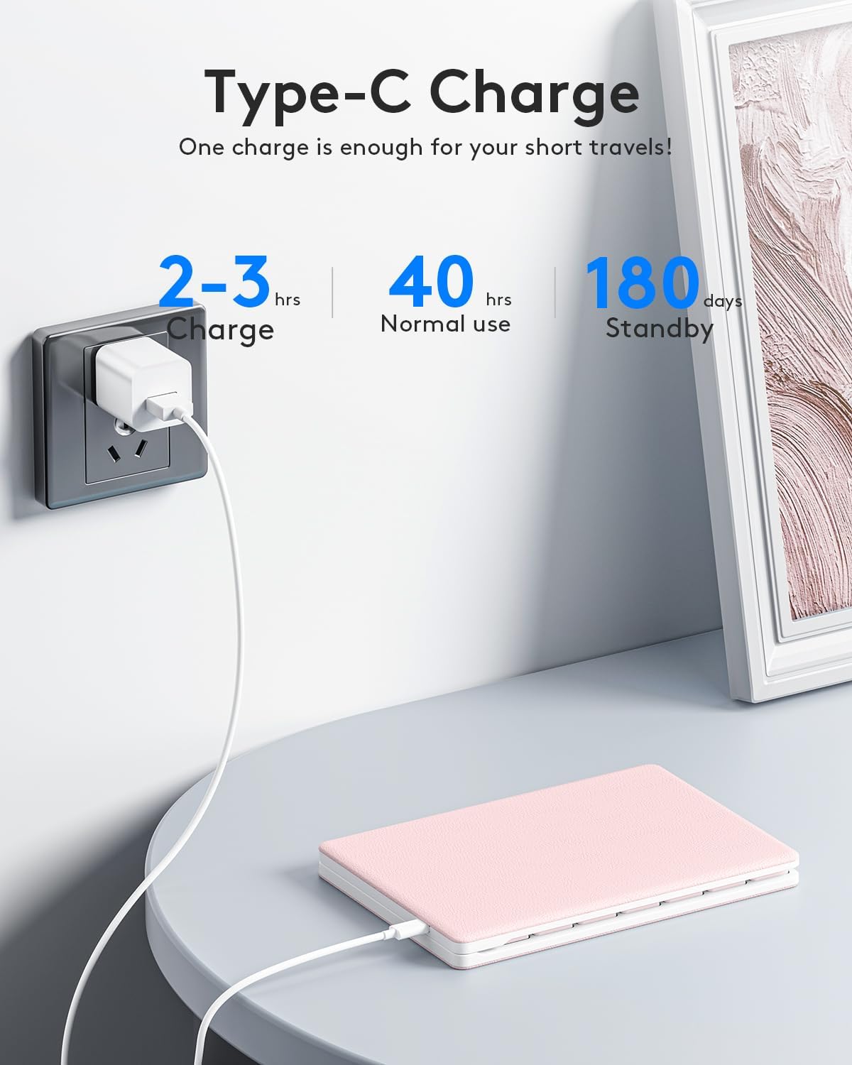 Samsers Bluetooth Foldable Keyboard - Wireless Portable Folding Keyboard, Full-Size Ultra-Slim Rechargeable Connect Up to 3 Devices for iOS, Android, Windows Phone, Tablet, Laptop - Pink