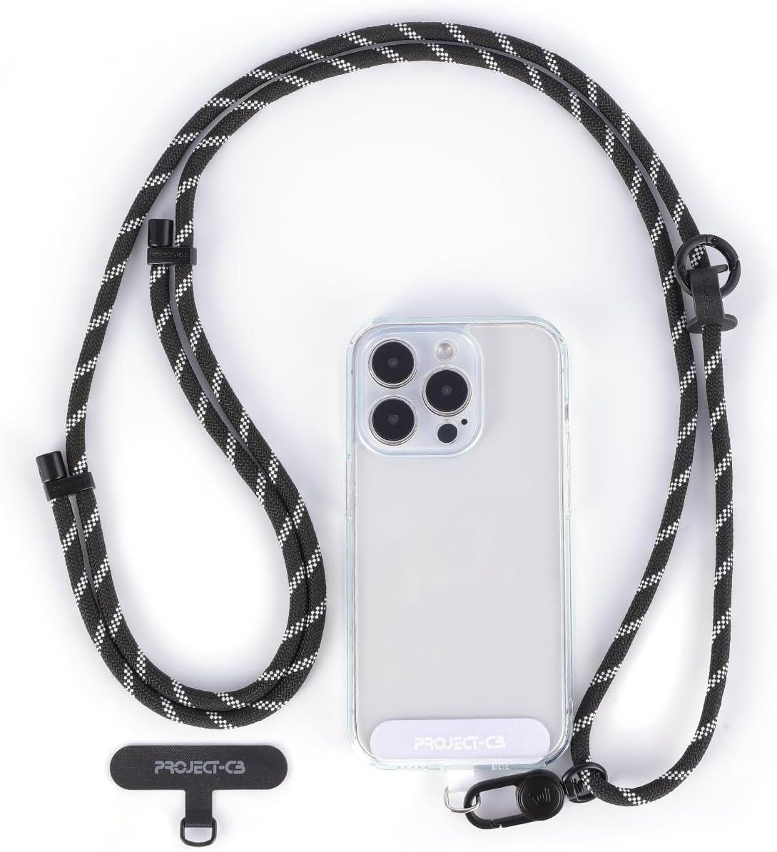 project-cb Cell Phone Lanyard 1,Phone Tether Tab 2,Crossbody Strap,Lanyards for Around the Neck,Adjustable Strap 80-160cm (Blackshadow-B)