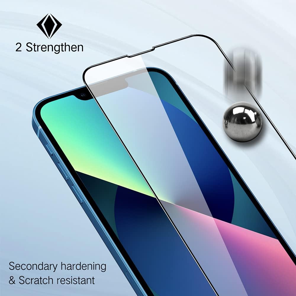 PERFECTSIGHT Compatible for iPhone 14, iPhone 13, iPhone 13 Pro Screen Protector 6.1 Inch 2 Pack HD Clear Premium Tempered Glass Case Friendly 9H Hardness Bubble Free Easy Installation