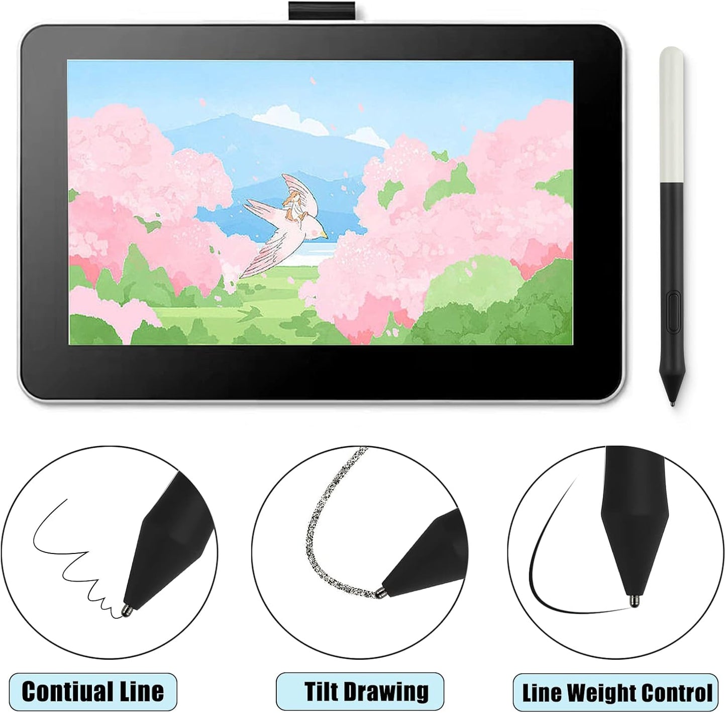 No Worn Out Titanium Alloy Fine Pencil Nibs Compatible with Wacom One Creative Pen, Replacement Hard Refill Tips fits for WACOM ONE DTC133W0A /Galaxy Tab S8 S7 Stylus,2 Pcs