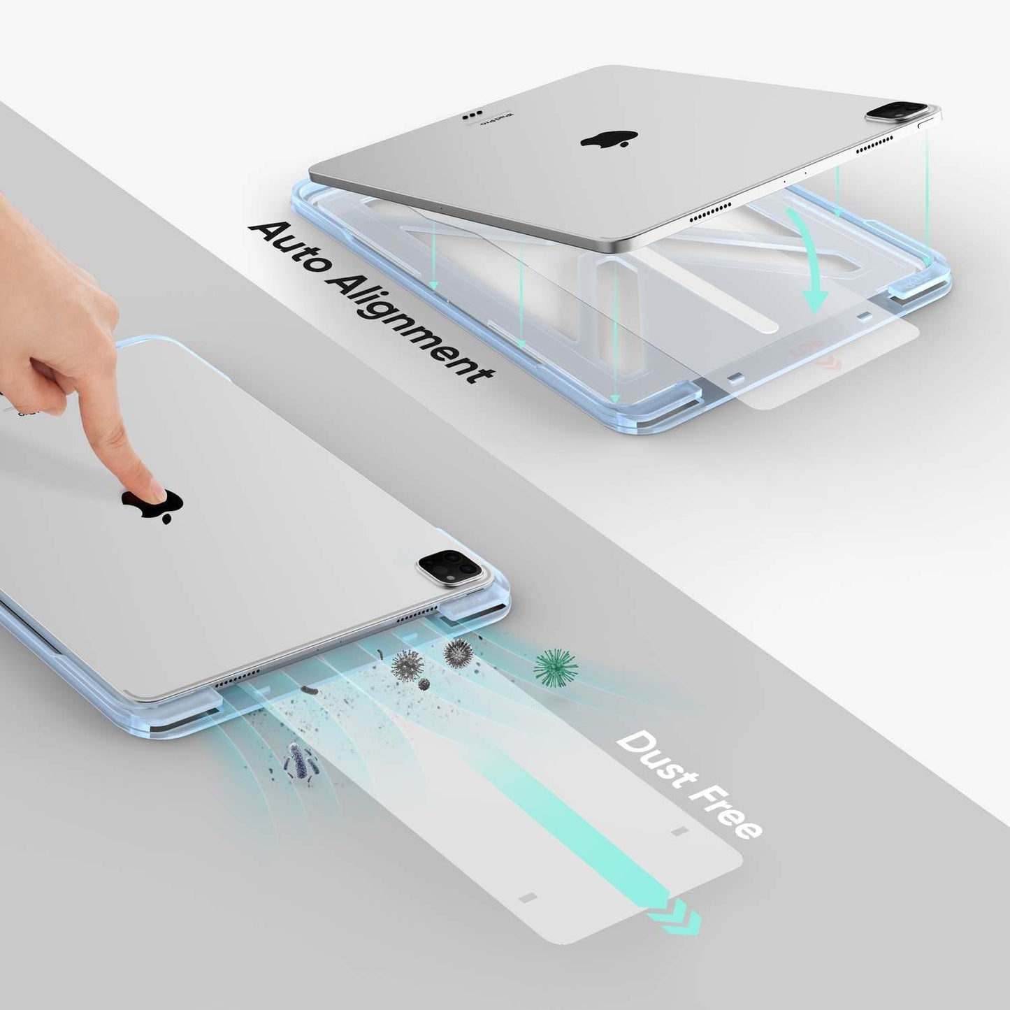 FLOLAB ONETIME NanoArmour Screen Protector for iPad Pro 11 Inch M4 2024 Tempered Glass, TruColor, Blue Light Blocker, No Blue Tint, Original Display Color, Ultra Clear, Easy Install, Durable