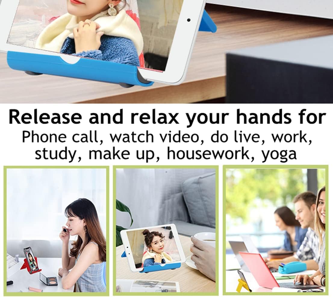 Cell Phone Stand for Desk 2 Pack Mobile Phone Holders Desktop Tablet Stand, Foldable Phone Dock Universal Adjustable Tablet Stand for Desk Compatible with Cell Phone Support (Pink 2 PCS)