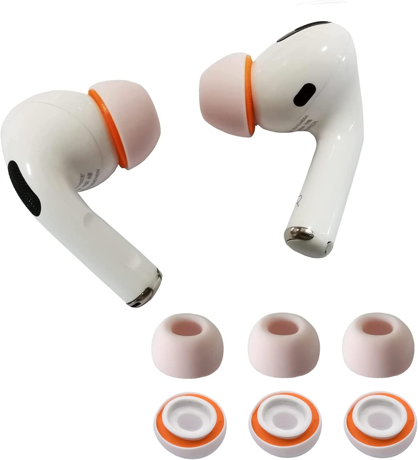 Airpod Pro Ear Tip Memory Foam & Silicone Hybrid Ear Tips, Perfect Noise Reduction, Stays in Your Ears, Ultra-Comfort, Anti-Slip Eartips, Fit in The Charging Case (Orange, Small)