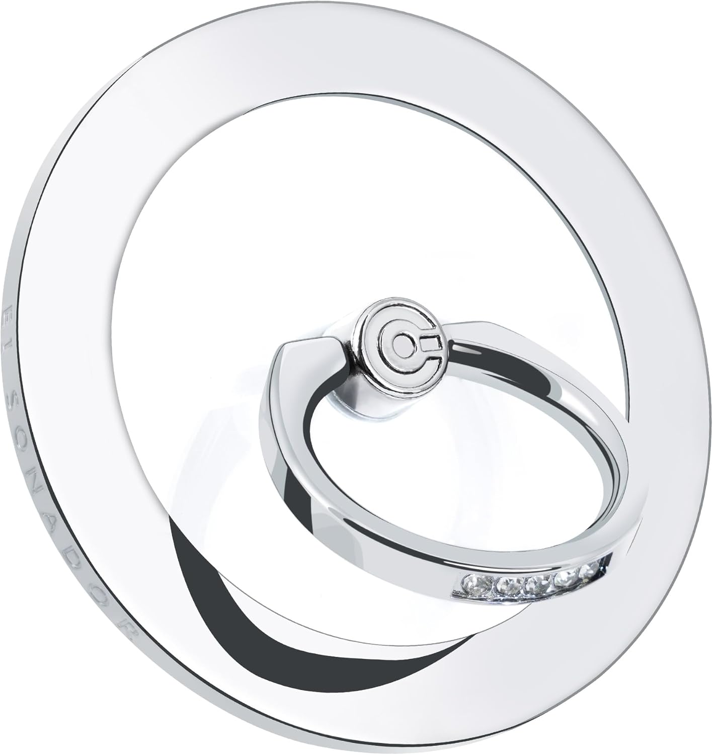 Magnetic Phone Grip for MagSafe, EI Sonador Magnet Phone Ring Holder, Removable, Compatible with iPhone 14 Plus 13 12 Pro Max Mini (Transparent Silver Diamond)