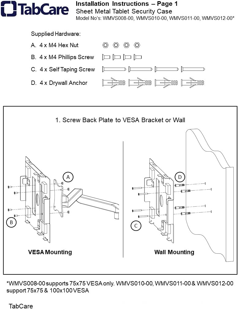TABcare Locking Anti-Theft Metal Case for Samsung Galaxy TAB A 10.5" Tablet for Kiosk, POS, Store, Show Display, Time Clock (TAB A 10.5, Black)