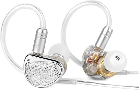 STA-K In Ear Monitor, EarAcoustic Audio HiFi Stereo Wired Earbuds,Hybrid Dual Drivers IEM Headphones,Crystal Clear Sound IEM Earphones with 2 Pin Detachable Cable for Musicians(NO Microphone,Silver)