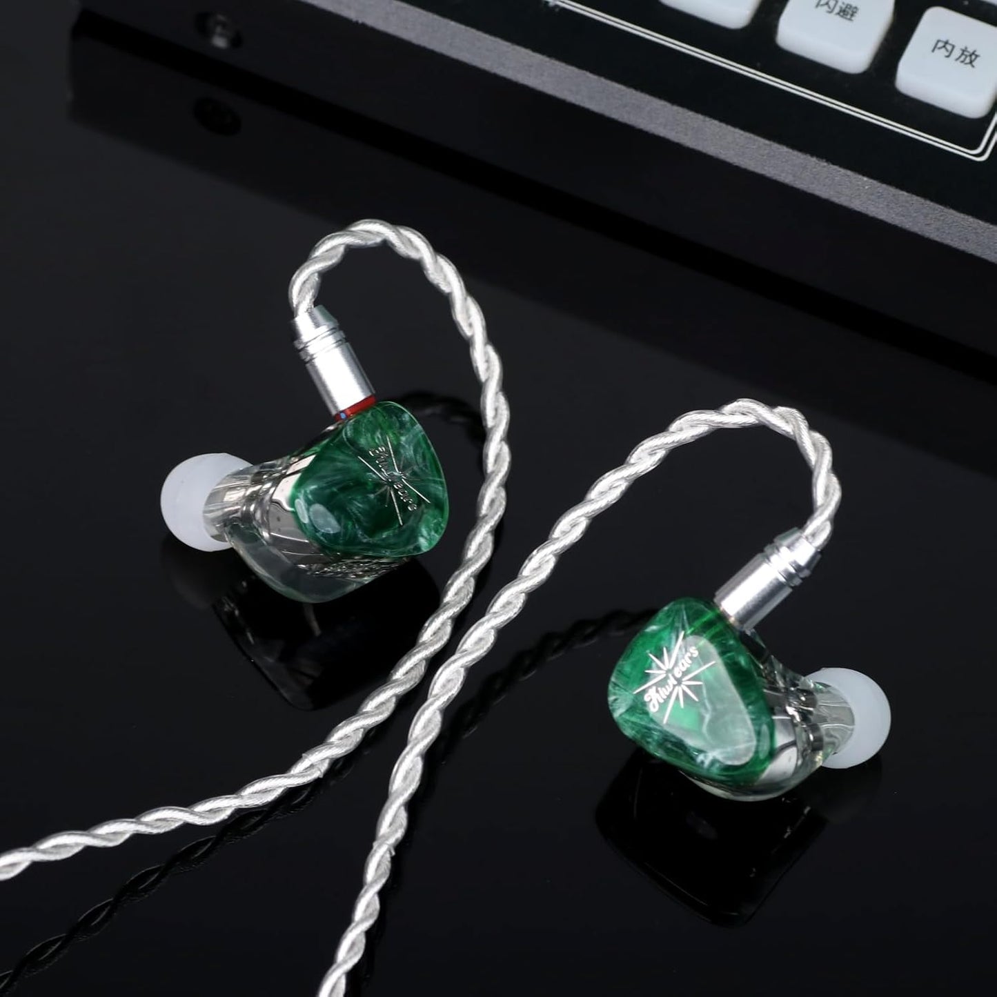 Kiwi Ears Orchestra Lite in Ear Monitor, Custom 8BA HiFi Earphone, Studio Monitor Headphone, Wired Earbuds with Detachable OFC Cable, Handcrafts Faceplate for Audiophile Musician (Green)
