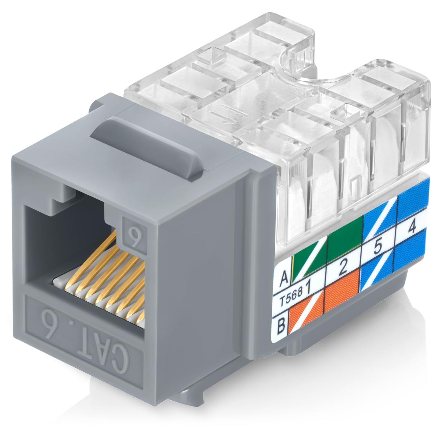 Everest 90° Angled RJ45 Cat6 Keystone Jacks 20-Pack in Gray - Slim Profile Female RJ45 Connectors - Cat 6 Keystone Jack - Compatible with 90° Angled Speed Termination Tool - easyJACK (B094WB91H3)