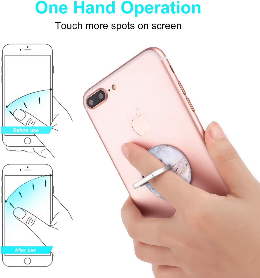 Bonoma Cell Phone Ring Holder Stand, 360 Rotation 3-Pack Universal Smartphone Ring Grip Stand Compatible with Smartphones and Tablets Marble