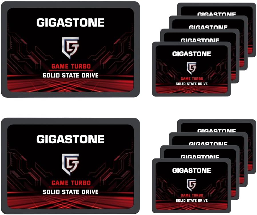 GIGASTONE SATA SSD 128GB (10-Pack) 2.5 inch SSD 520MB/s Upgrade Laptop PC Memory and Storage PS4 HDD Replacement 2.5" Internal Solid State Hard Drives SATA III SLC Cache 3D NAND Game Turbo Performance