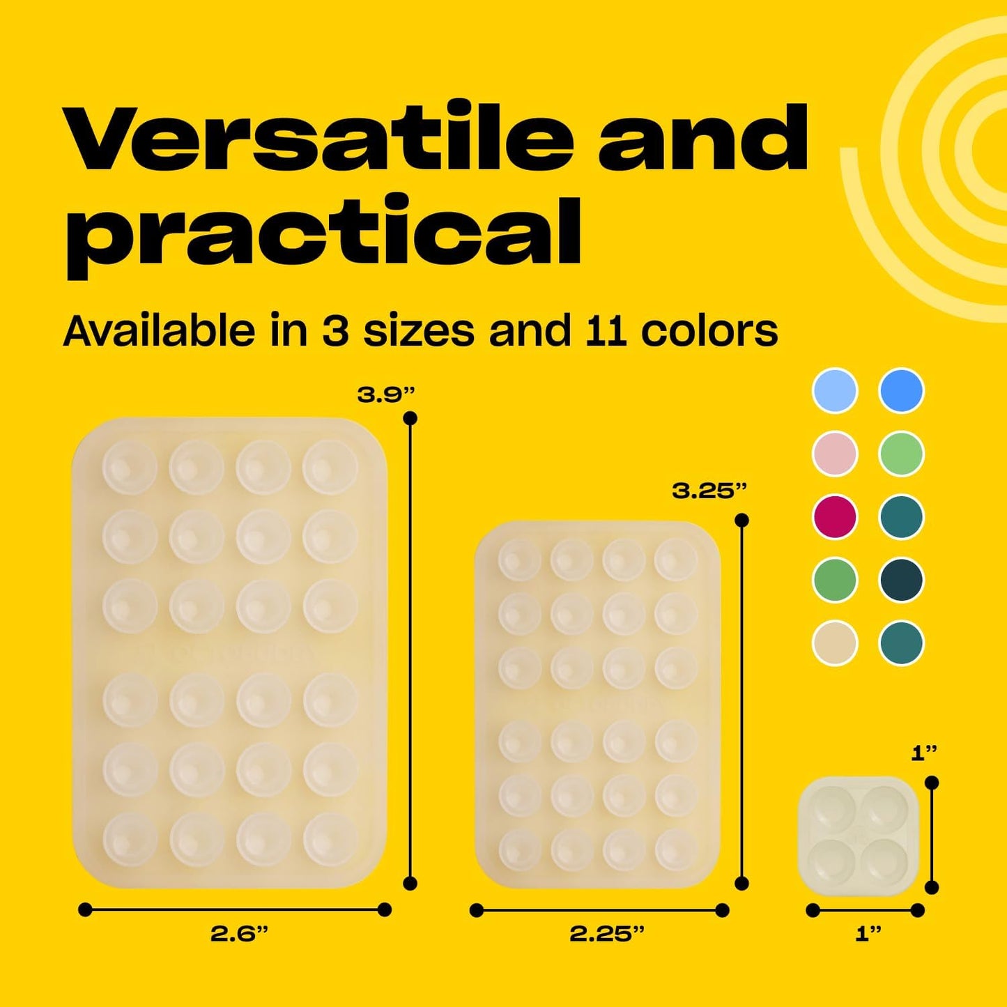 Classic - Silicone Suction Phone Case Adhesive Mount - Hands-Free, Strong Grip Holder for Selfies & Videos - iPhone & Android Compatible - 2.25″ x 3.25″, Transparent