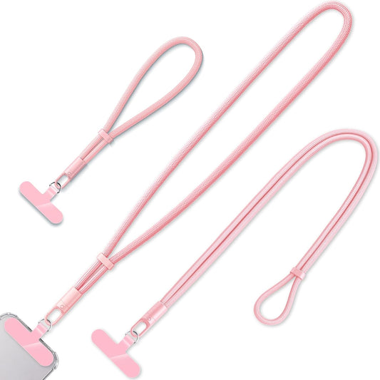 3 Pack Phone Lanyard,1×Phone crossbody strap,1×Phone Neck Strap,1×Wrist Strap,3×Tether Tabs,Universal Cell Phone Multifuctional Patch Polyester Lanyards(Pink)