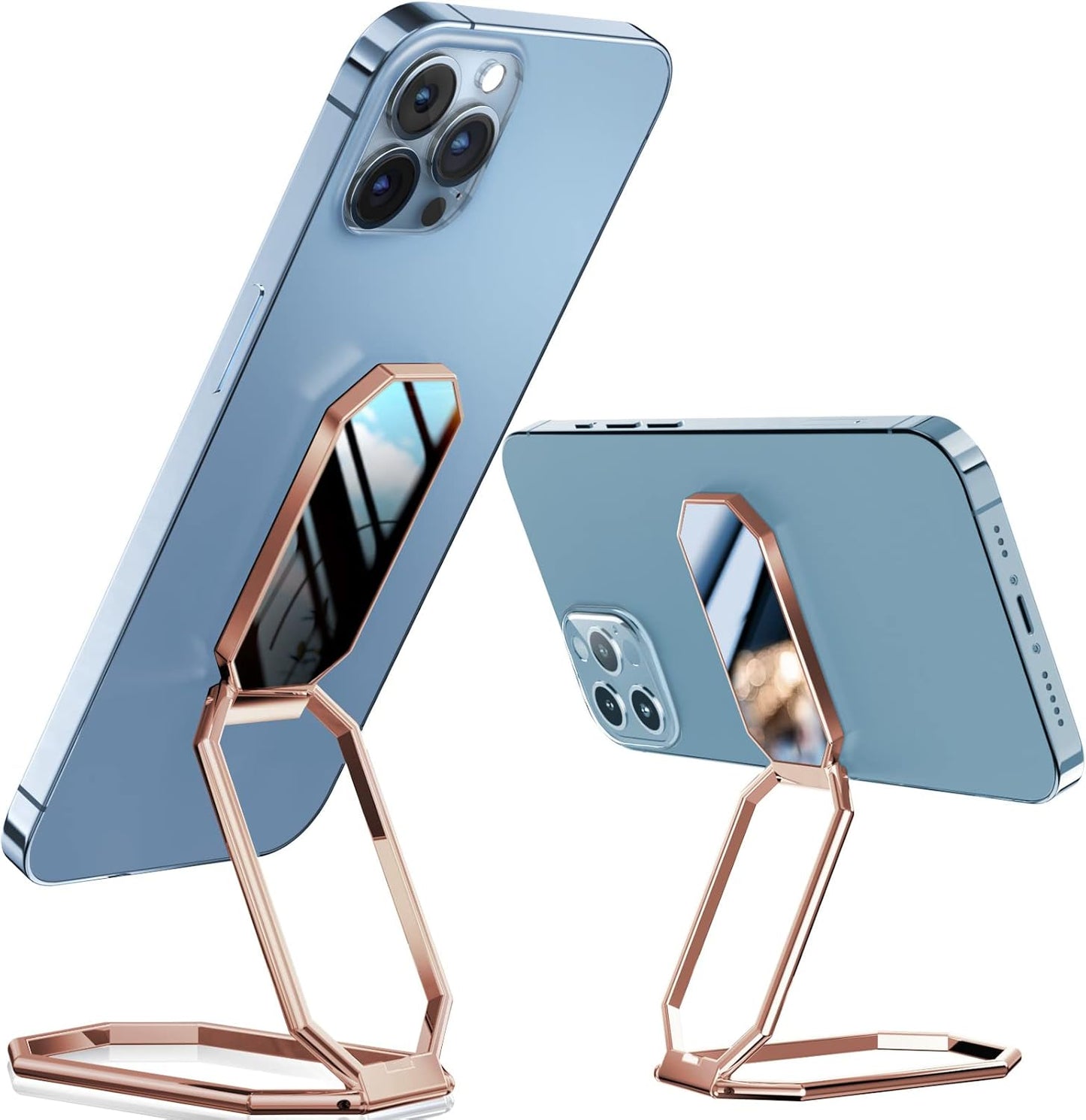 A-LuGei 𝗙𝗼𝗹𝗱𝗮𝗯𝗹𝗲 & 𝗔𝗱𝗷𝘂𝘀𝘁𝗮𝗯𝗹𝗲 Cell Phone Ring Holder Stand, Phone Kickstand for Desk, Cell Phone Holder for Hand, Ring for Back of iPhone, Metal Phone Grip for Magnetic Car Mount