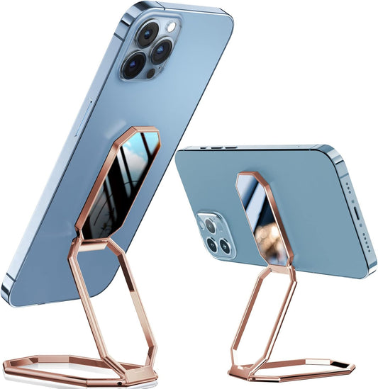 A-LuGei 𝗙𝗼𝗹𝗱𝗮𝗯𝗹𝗲 & 𝗔𝗱𝗷𝘂𝘀𝘁𝗮𝗯𝗹𝗲 Cell Phone Ring Holder Stand, Phone Kickstand for Desk, Cell Phone Holder for Hand, Ring for Back of iPhone, Metal Phone Grip for Magnetic Car Mount