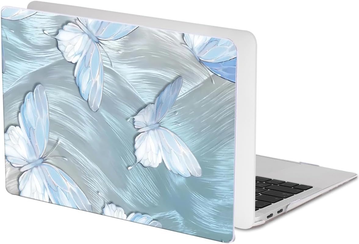 Compatible with 2021 2020 MacBook Air 13 inch Case M1 A2337 A2179 A1932 2018 2019 Release, Pattern Plastic Hard Shell Case & Keyboard Cover for Mac Air 13.3 Touch ID, Tin Foil Butterfly