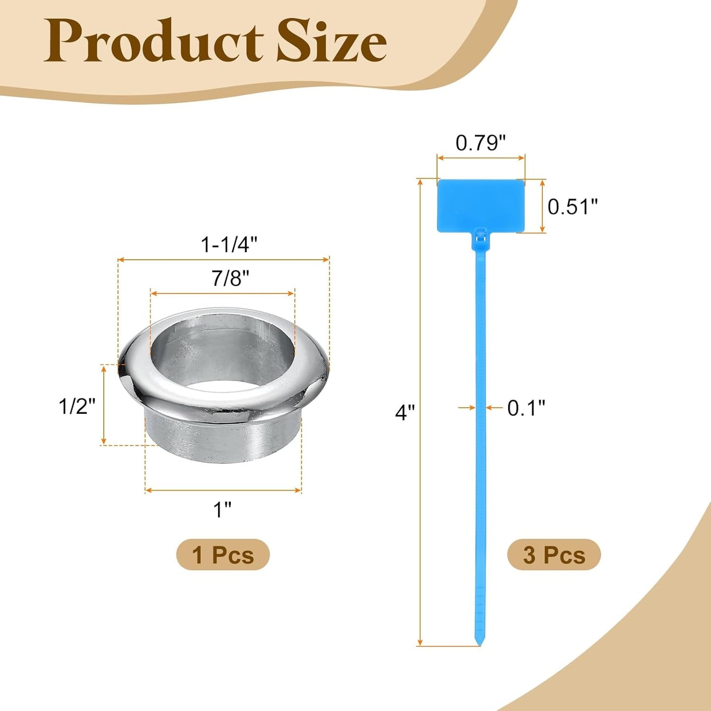uxcell Desk Grommet, 1" (25mm) Zinc Alloy Cable Hole Cover Wire Cord Organizer with Marked Cable Ties for Home Office Desktop Wire, Silver Tone