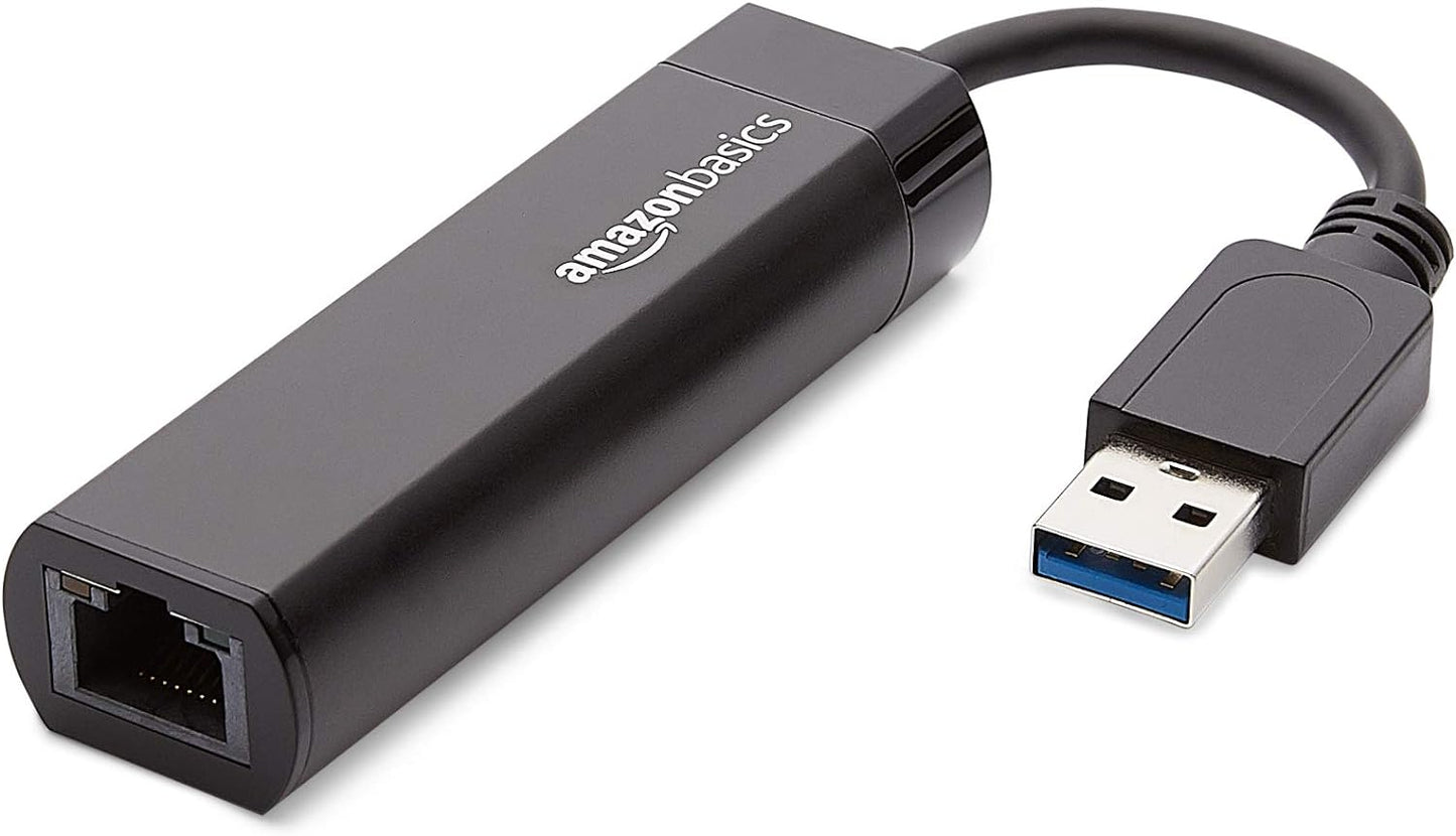 Amazon Basics USB 3.0 to 10/100/1000 Gigabit Ethernet Internet Adapter, 10-Pack, Black
