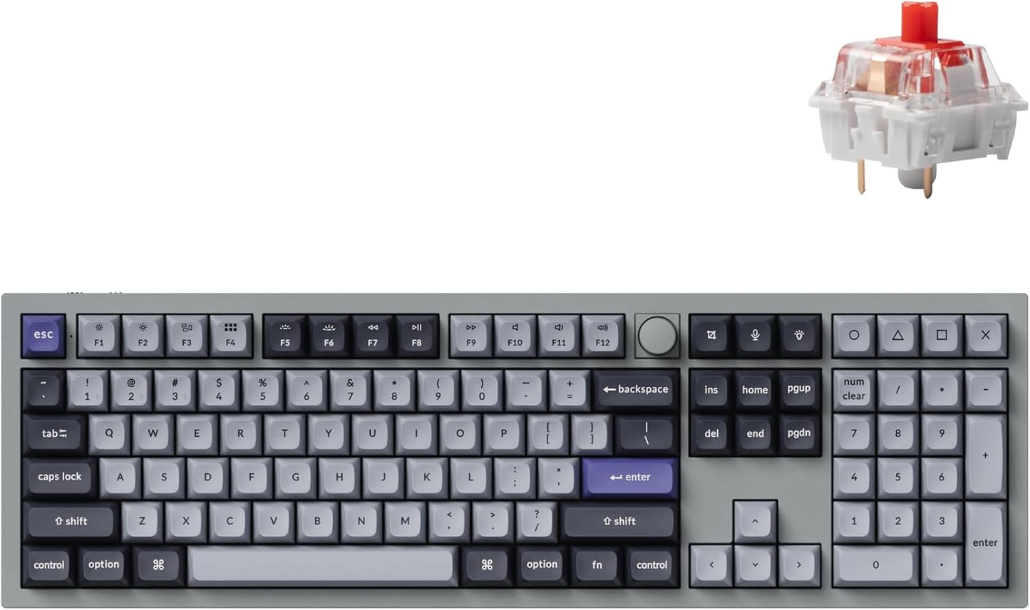 Keychron Q6 Pro Full Aluminum Wireless Bluetooth Custom Mechanical Keyboard for Mac Windows Linux, Full-Size QMK/VIA Programmable Knob KSA Double-Shot PBT Keycap Hot-Swappable K Pro Red Switch-Grey