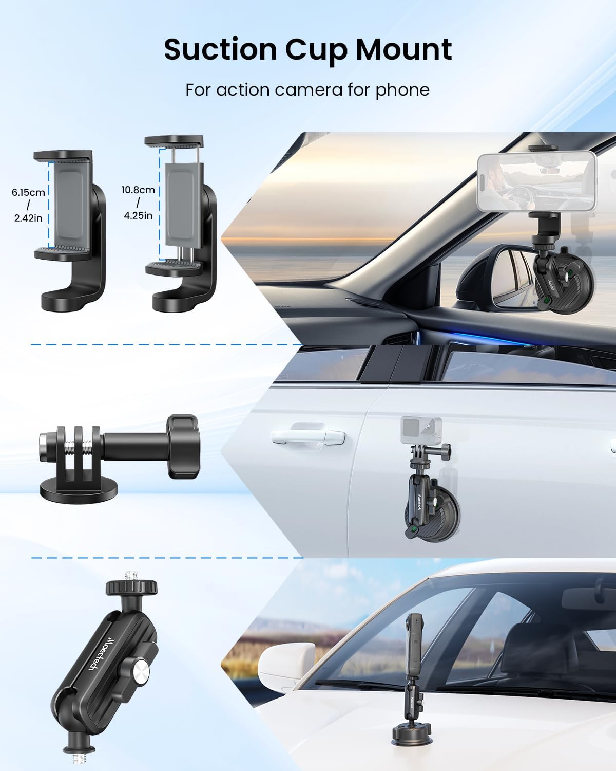 Suction Cup Mount for Car Camera Mounts for Go Pro Car Mount Windshield Mount Phone Holder for Insta 360 Accessories