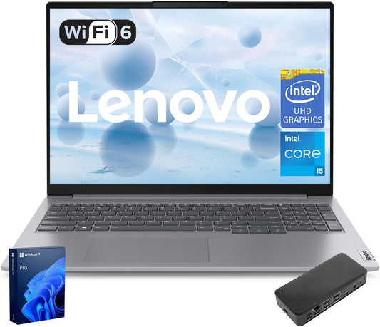 Lenovo ThinkBook 16 Business Laptop, 16" FHD+ Display, 8-Core Intel i5-13420H, 16GB DDR5 RAM, 1TB SSD, HDMI, SD Card Reader, Wi-Fi 6, Windows 11 Pro, Bundle with Targus USB-C 100W Docking Station