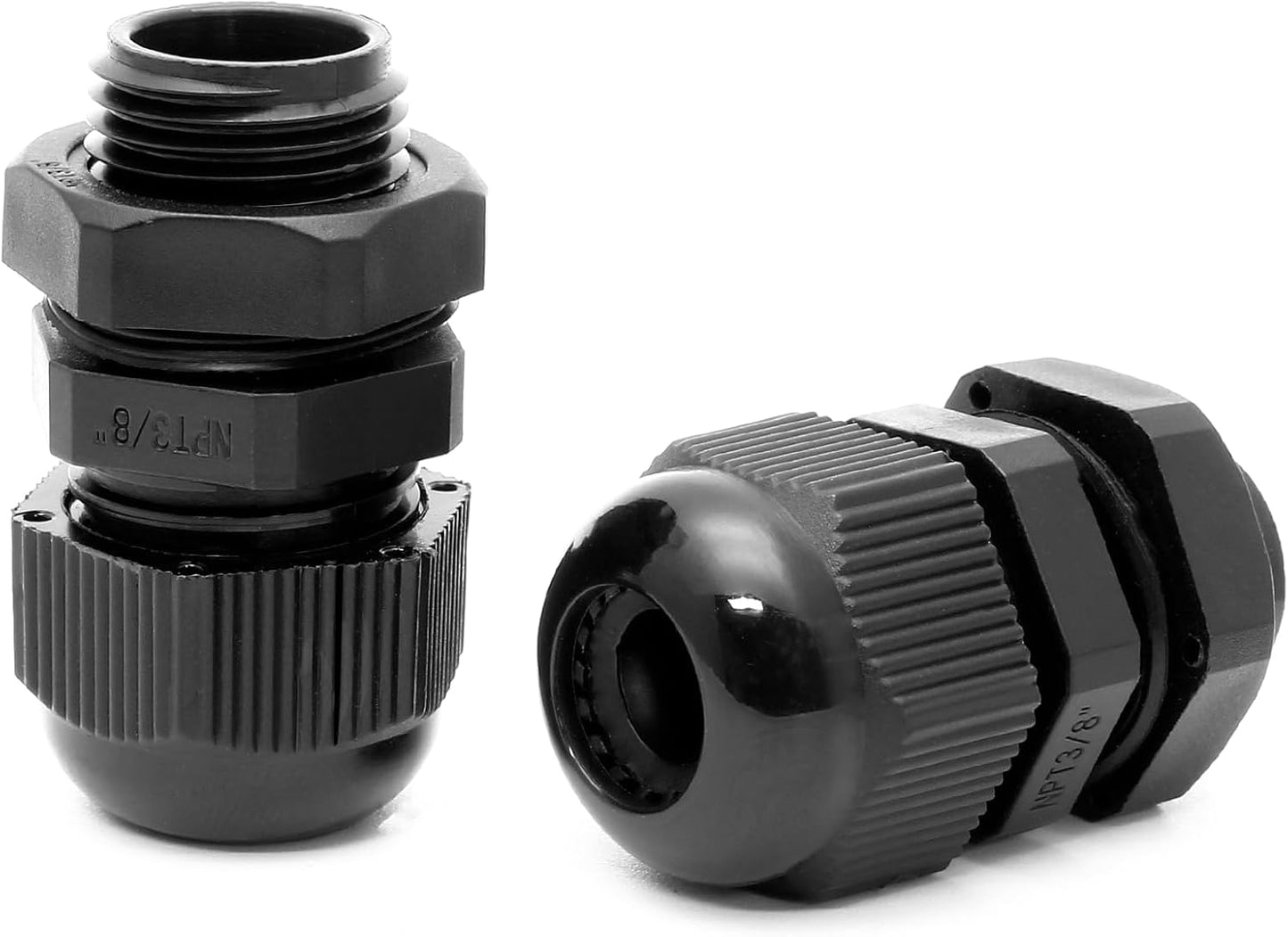 10 Pcs 3/8" NPT Nylon Cable Glands, IP68 Waterproof Adjustable Cord Grip Cable Connector Strain Relief Wire Protectors for 5-9mm Cable Diameter, Black