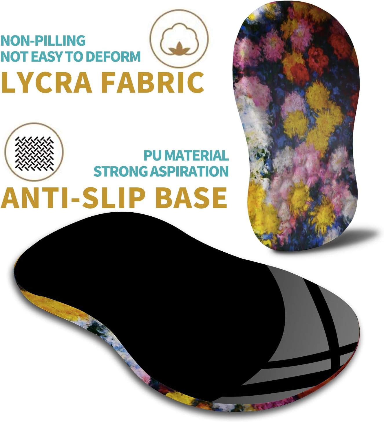 Hokafenle Ergonomic Mouse Pad Wrist Support with Massage Design, Wrist Rest Pain Relief Mousepad with Memory Foam&Non-Slip PU Base, Mouse Pads for Wireless Mouse & Desk(12x8 inch,Monet Chrysanthemum)