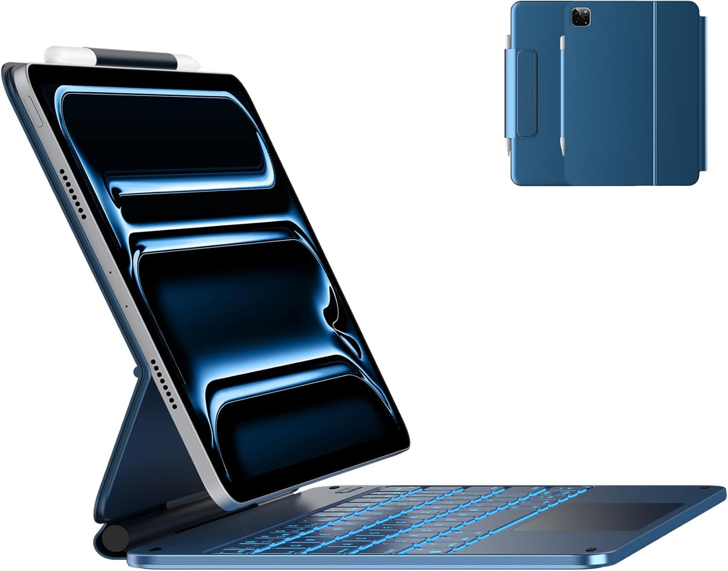 typecase Keyboard Case for iPad Pro 11-inch (M4) 2024,Magic Keyboard with 11 Colors Backlight for iPad Pro 11,Keyboard Case with Pencil Holder,Multi-Touch Trackpad,Easy-Set Magnetic Stand,Pacific Blue