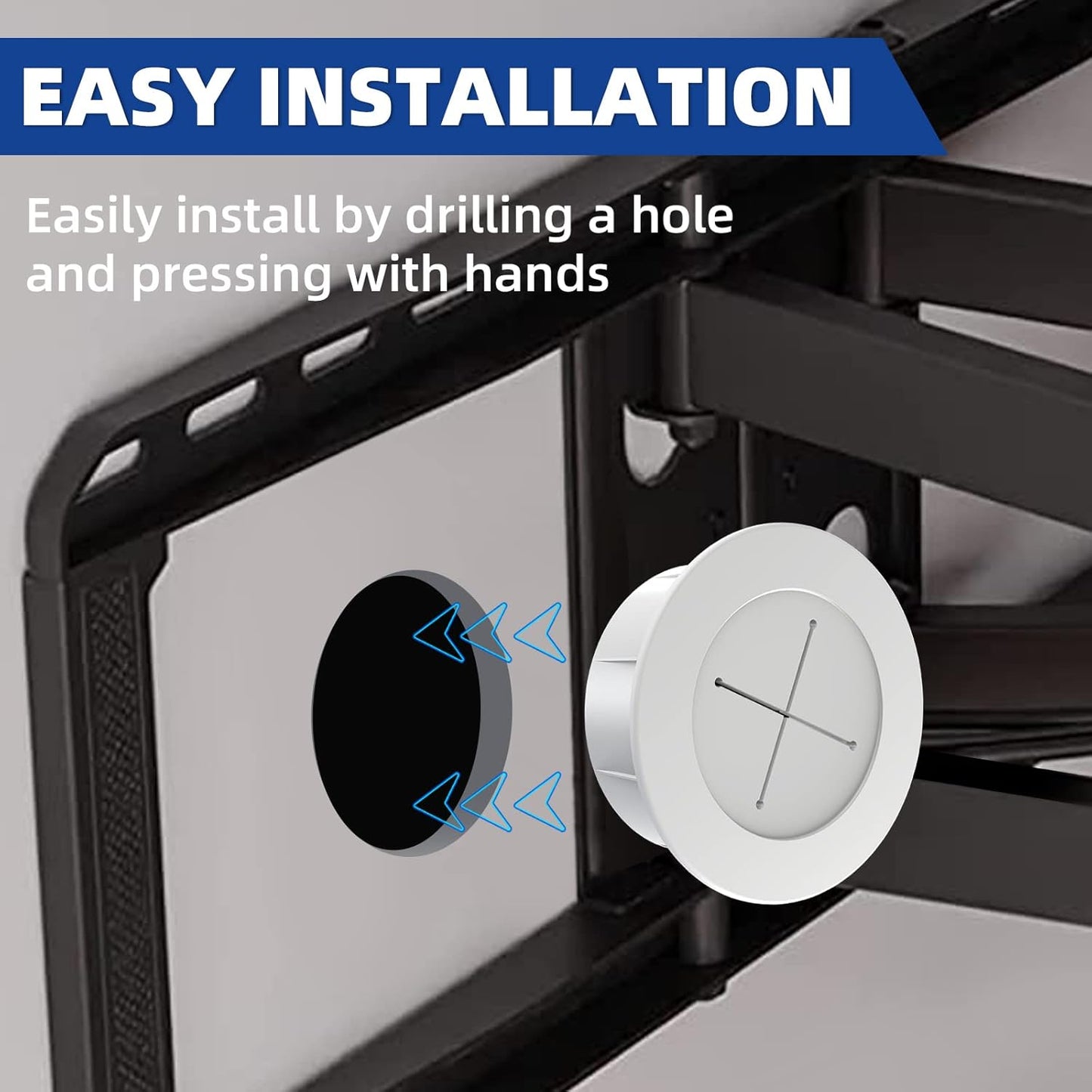 TV Wire Hider Kit for Wall Mount TV, in Wall Cable Management Kit, Includes 2 Pass Throughs and Hole Saw Drill Attachment for Easy Install（Off-White）