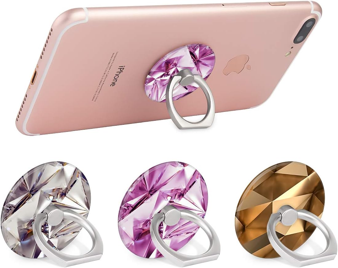 Bonoma Finger Ring Stand, 3 Pack Bling 360 Degree Rotation Phone Ring Stand Grip Holder Compatible with Smartphones and Tablets
