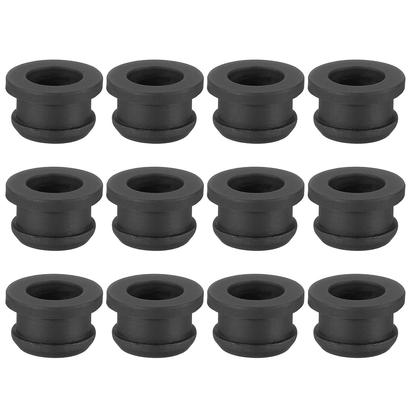 PATIKIL 12.5mm / 1/2 Inch Drill Hole,3/8 Inch ID Rubber Grommets, 12Pcs Top Hat Grommet for Wiring Eyelet Ring Gasket Automotive Firewall Cable Hole Plugs Wires Protection, Black