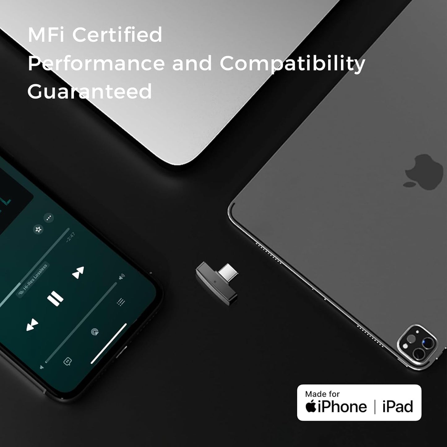 Questyle QCC Dongle Pro [MFi Certified] USB-C Bluetooth Audio Adapter with LDAC,aptX Lossless&aptX-Adaptive,Low Latency Bluetooth 5.4 Dongle for PS5,Wireless Lossless Transmitter for PC/Headphones