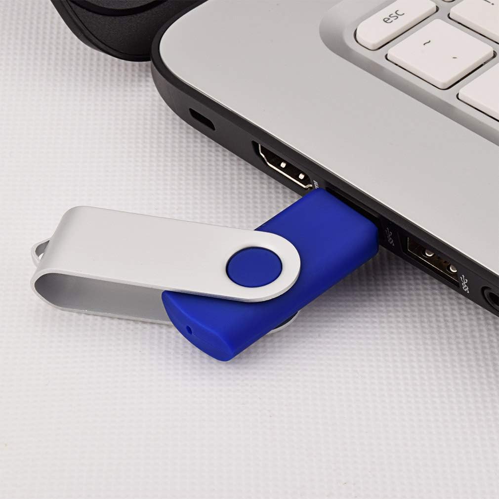 KOOTION 10 Pack 4 GB USB Flash Drive 4gb Flash Drives Keychain Thumb Drive Swivel Memory Stick Blue