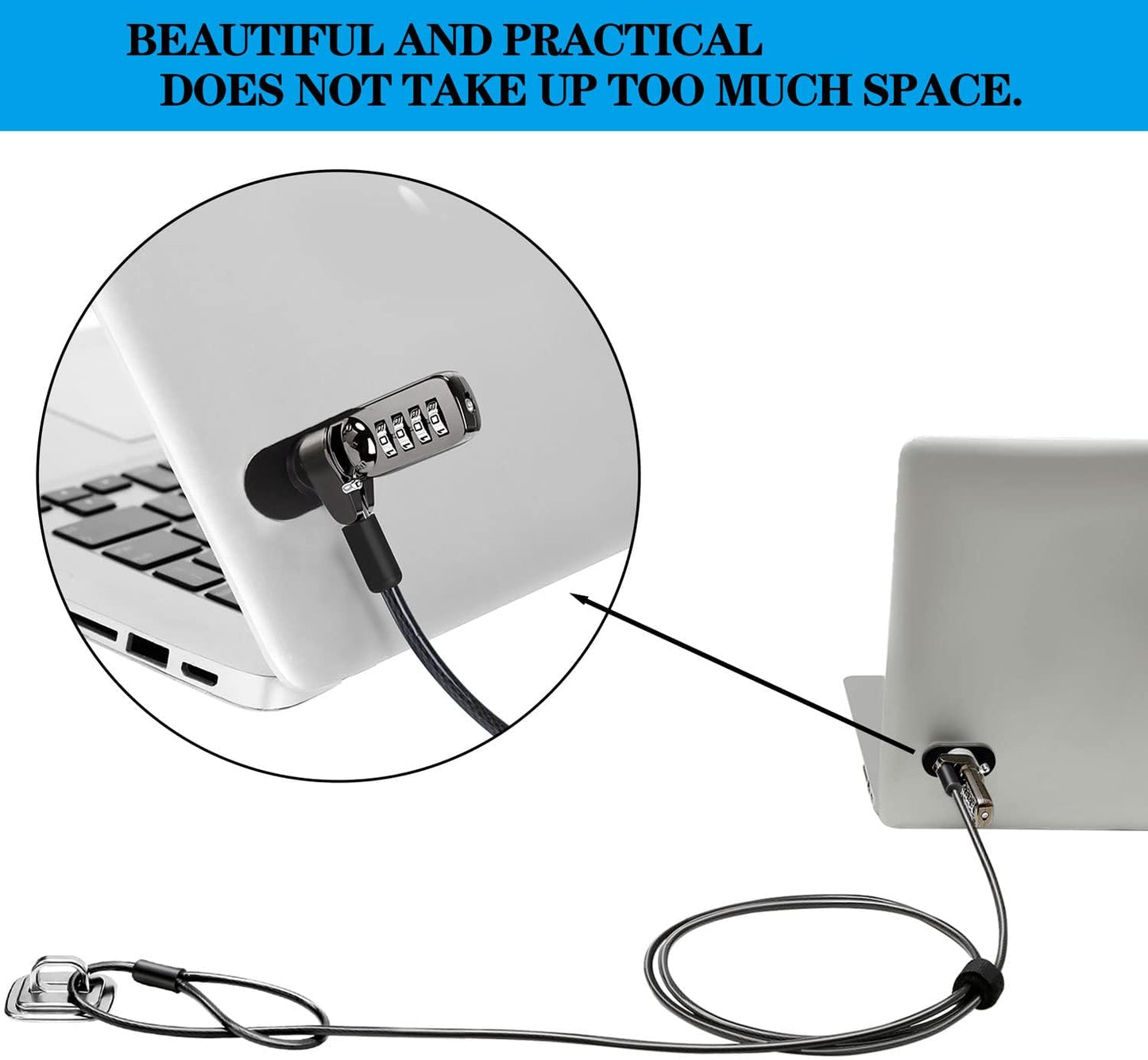 Laptop Anchor Plate and Lock Plate with Lock Slot, Self-Adhesive Security Plate Anti Theft Lock Slot for Cables to Lock Down Laptops, Mac Book, Tablets, iPad, or Other Computer