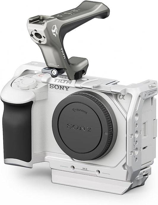 Tilta Full Camera Cage for ZV-E1 Lightweight Kit | Includes Full Cage, Top Handle, 1/4"-20" to NATO Adapter | Cold Shoe, NATO Rail, M3 and 1/4"-20 Threads Mounts | Silver