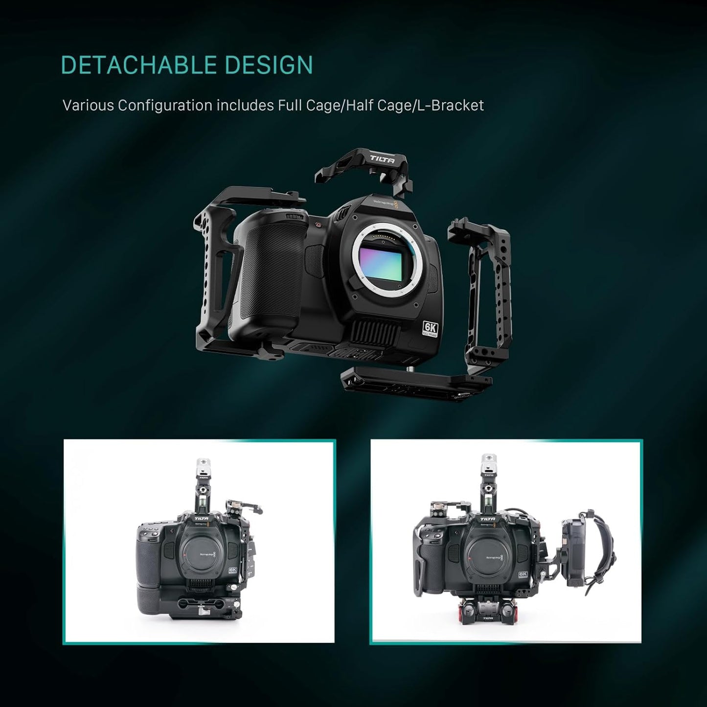 Tilta Advanced Kit for BMCC 6K | Includes Full Cage, Top Handle, Adv. Side Handle, Baseplate, and More | Compatible with Black Magic Design Cinema Camera 6K | Cold Shoe/Arri Rosette/NATO Rail