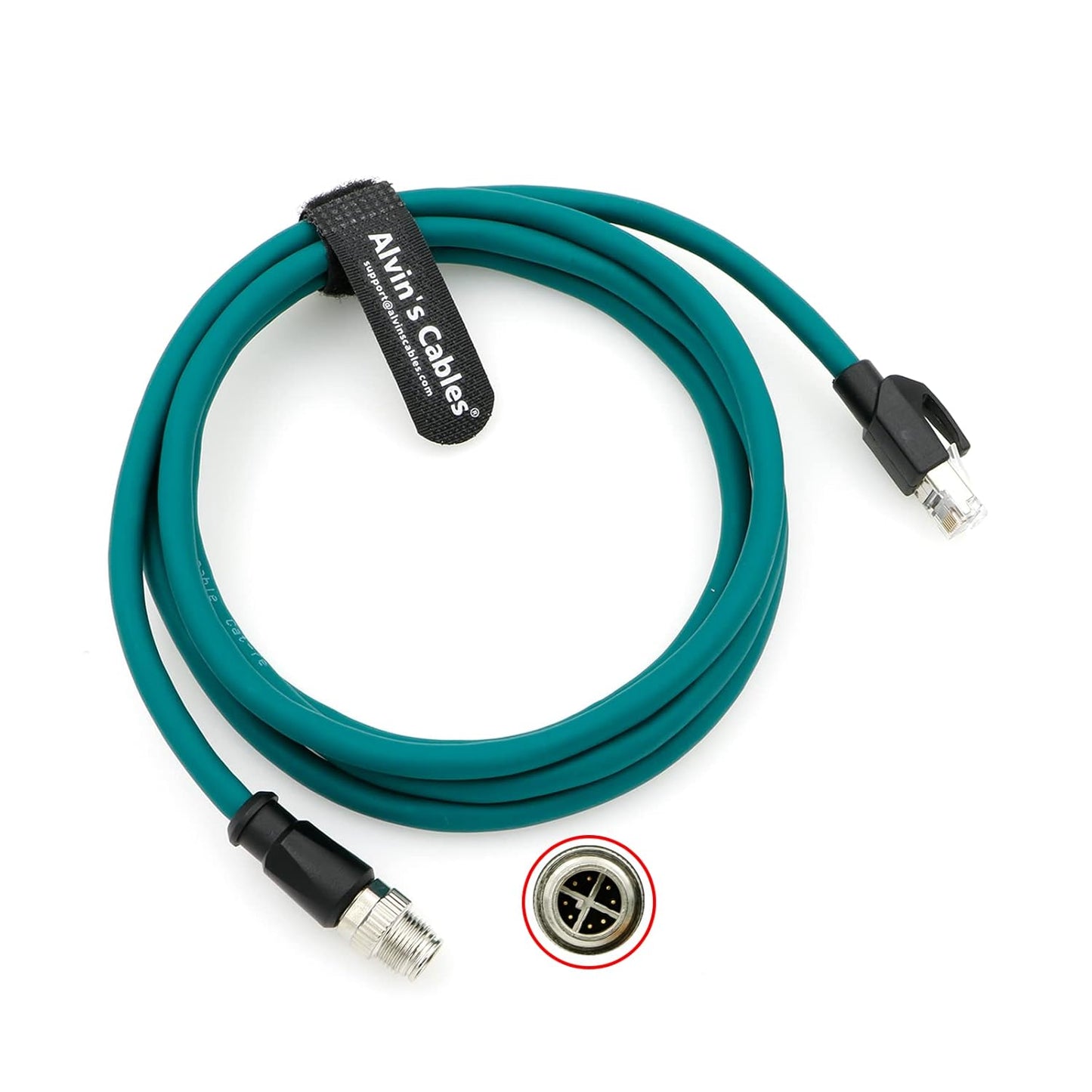 Alvin's Cables M12 8 Pin Male to RJ45 Shielded Ethernet Cable M12 X Coded 8 Position Cat6a Cable for Cognex Industrial Camera 9.8ft/3M