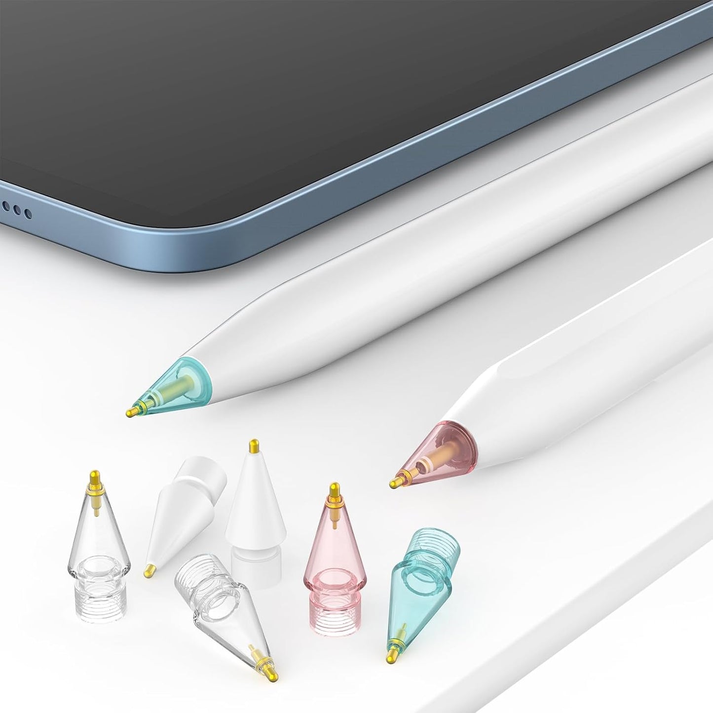 8 Pack Fine Point Replacement Tips Compatible with Apple Pencil 2nd Generation, Apple Pencil 1st Generation, Apple Pencil USB-C & Apple Pencil Pro Colorful iPencil Nibs (Pink+Blue+ Clear +White)