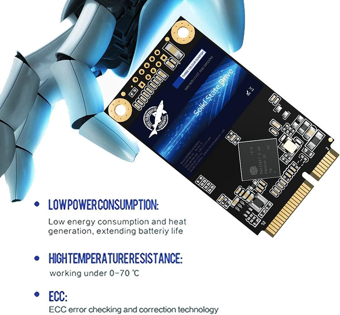 Dogfish mSATA SSD 1TB 3D NAND TLC SATA III 6 Gb/s, mSATA (30x50.9mm) Internal Solid State Drive - Compatible with Desktop PC Laptop - (MSATA 1TB)