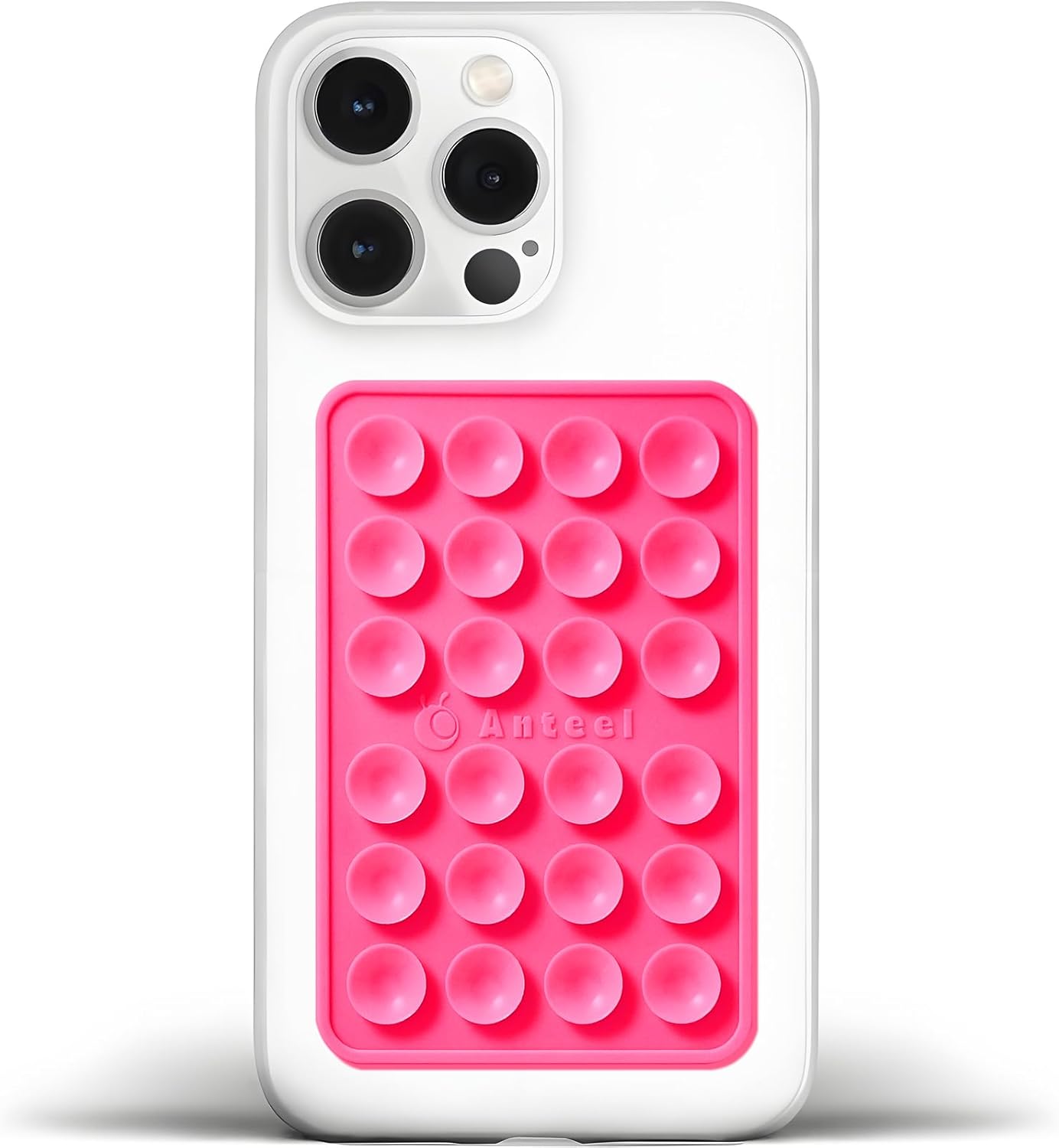 Anteel Medium-Sized Silicone Suction Phone Case Adhesive Mount, Enhanced Suction Power and Upgraded Thickened Sticky Phone Grip, Durable, Hands-Free Sticky Phone Holder, 2.28"x3.46" (Rose)