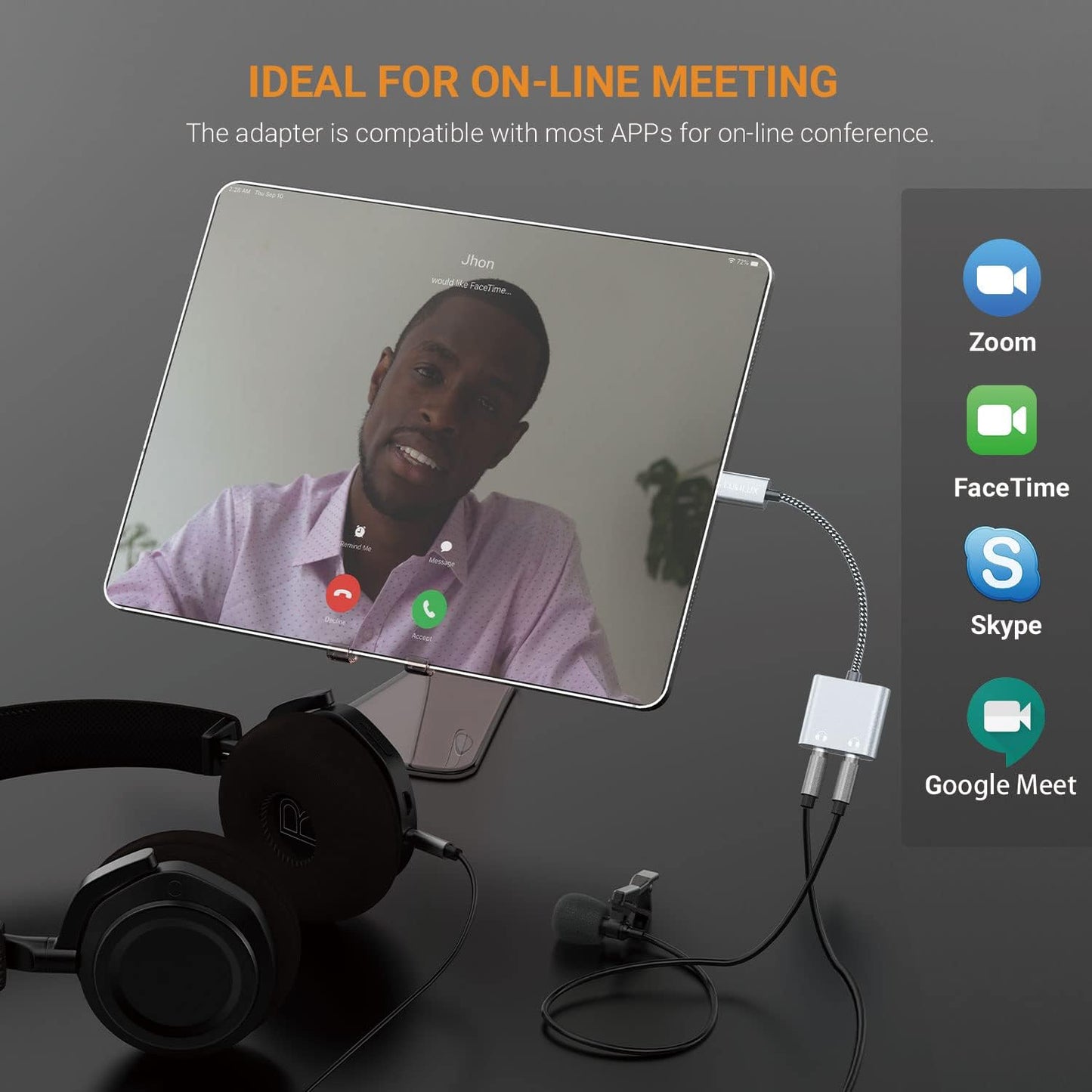 Cubilux USB C Dual Headphones Splitter, Type C to Double 3.5mm Audio Splitter, 2-Way Earphone Adapter for Android Phone, Tablet